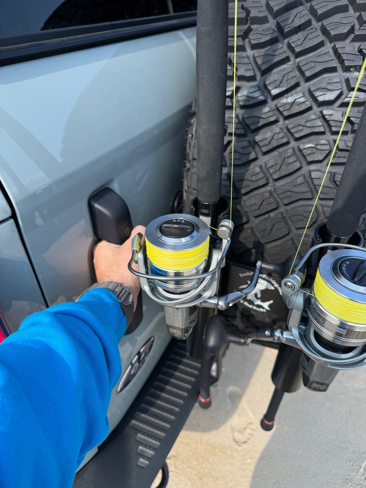 Spare Tire Fishing Rod Carry Rack