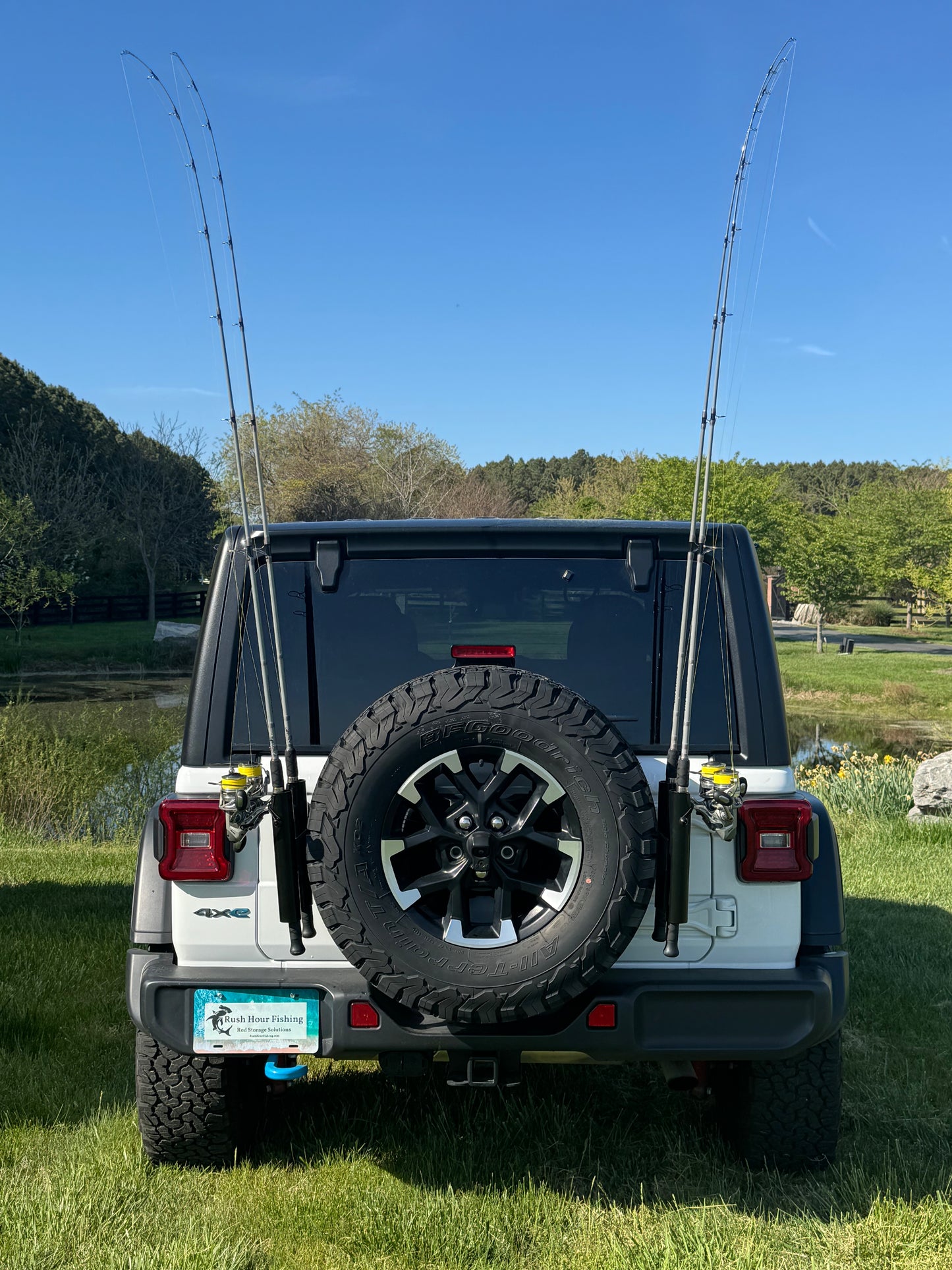 Spare Tire Fishing Rod Carry Rack