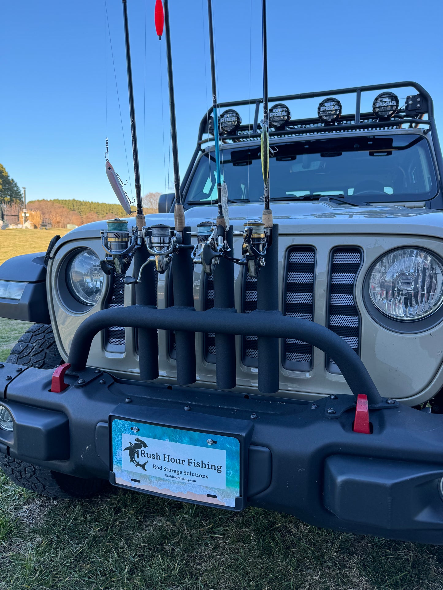 Jeep JT & JL Steel Mopar Bumper compatible Fishing Rod Rack