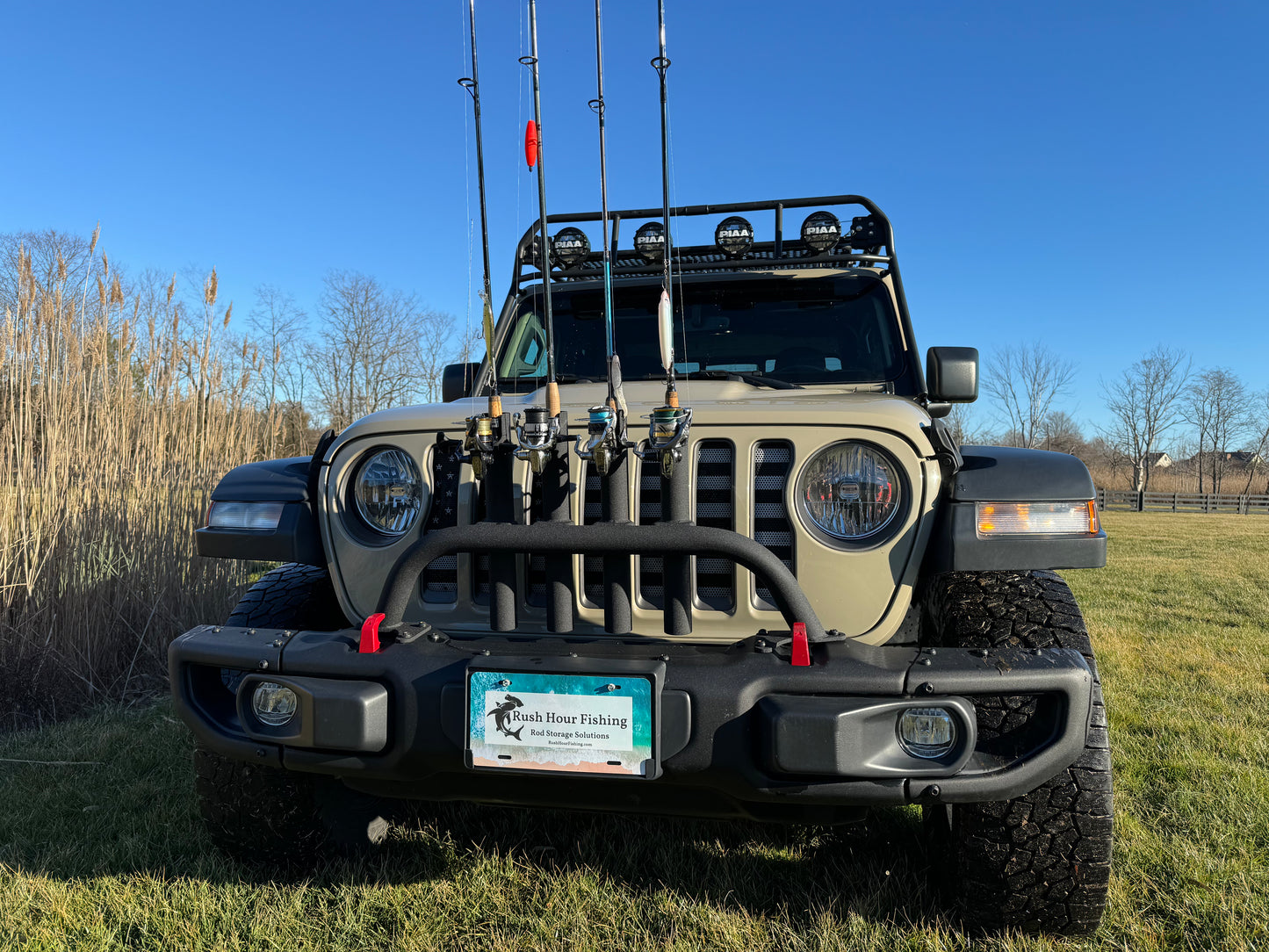 Jeep JT & JL Steel Mopar Bumper compatible Fishing Rod Rack