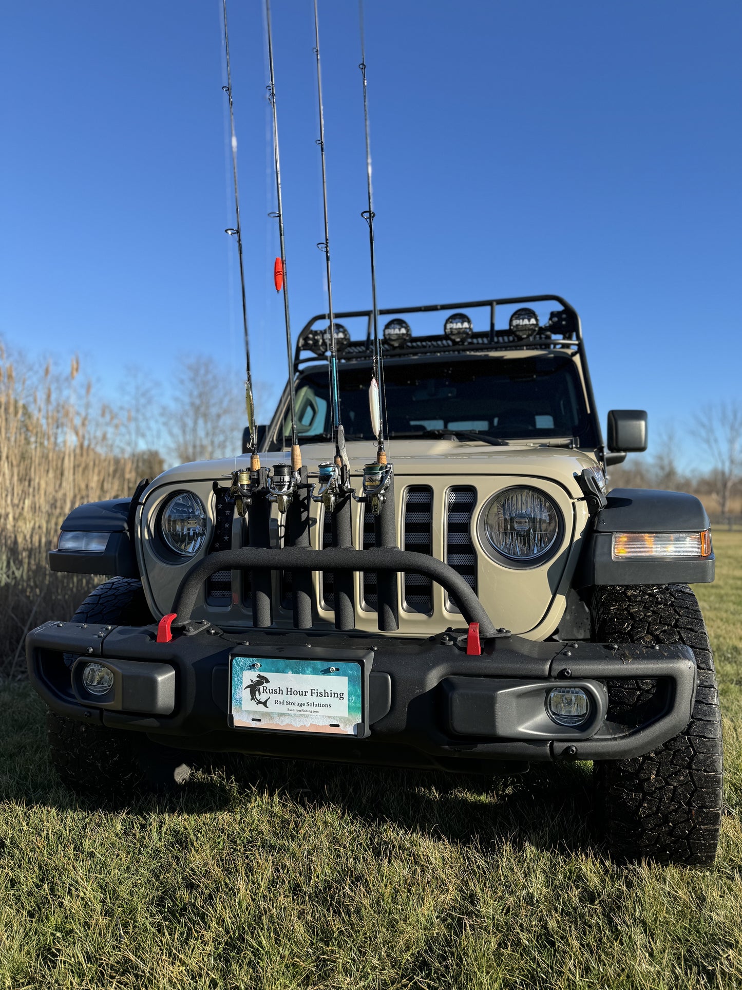 Jeep JT & JL Steel Mopar Bumper compatible Fishing Rod Rack