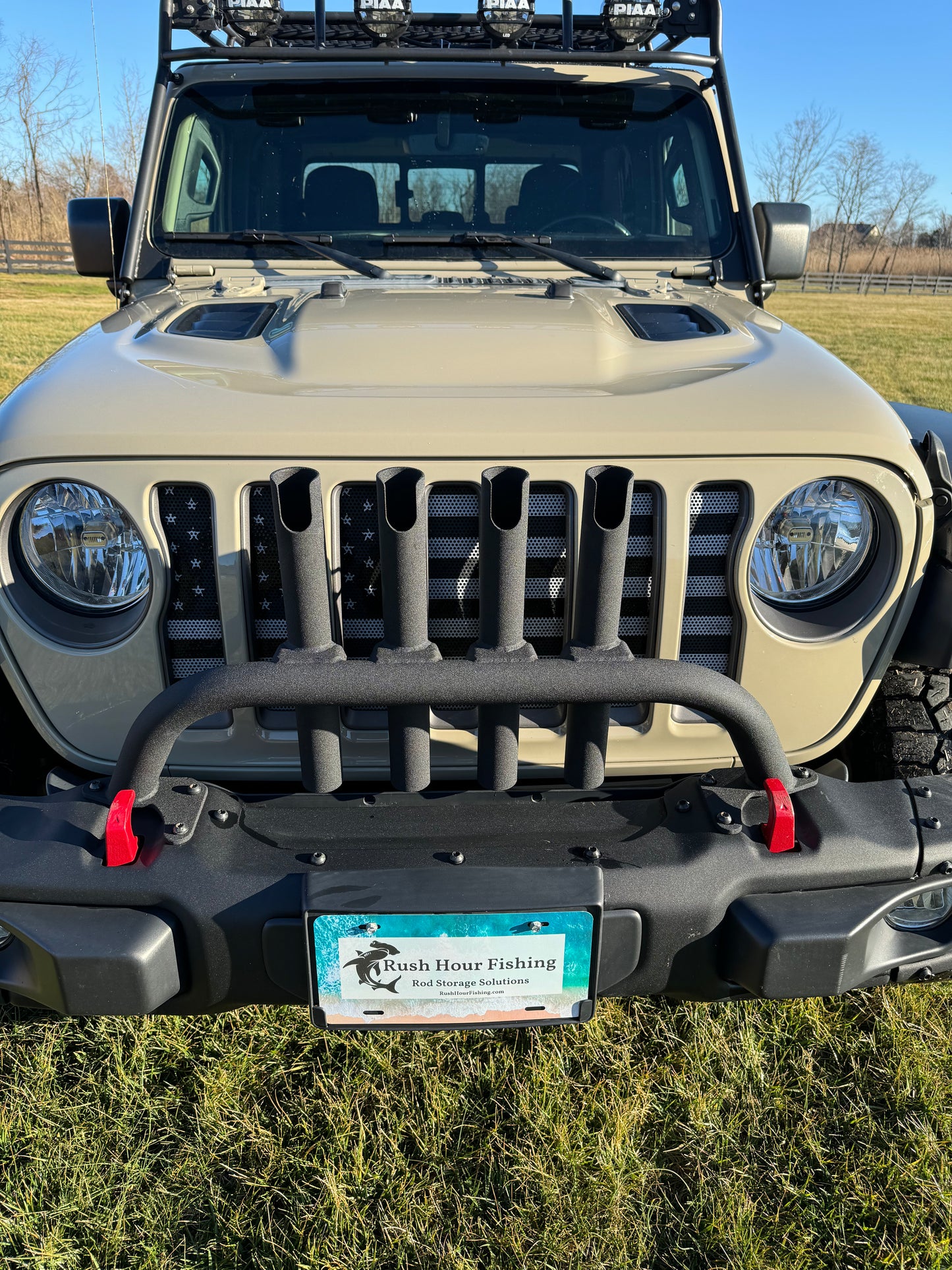 Jeep JT & JL Steel Mopar Bumper compatible Fishing Rod Rack