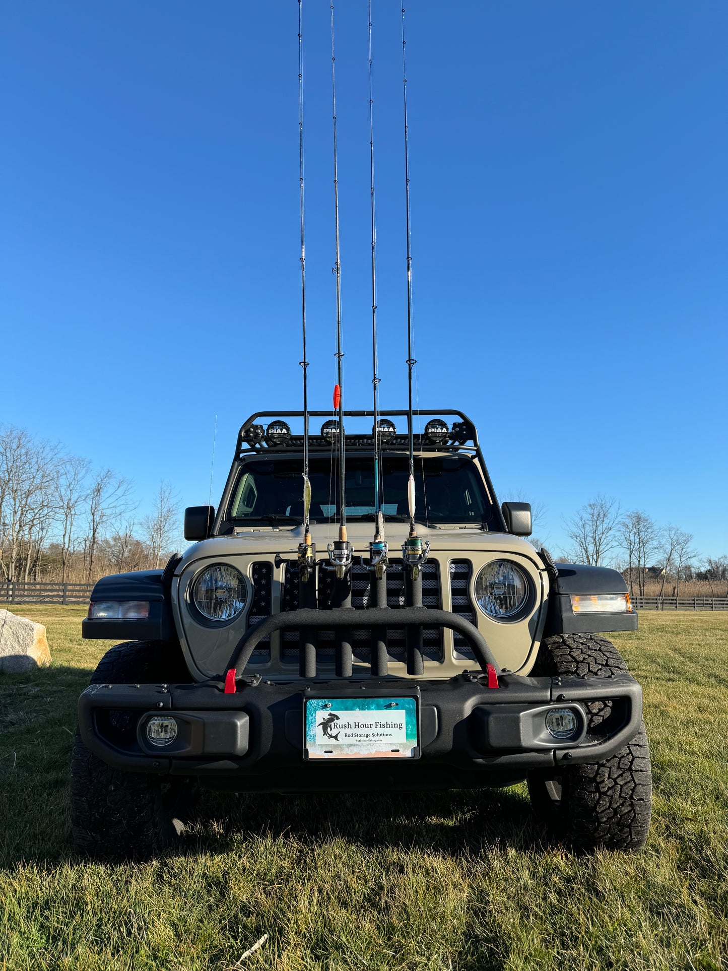 Jeep JT & JL Steel Mopar Bumper compatible Fishing Rod Rack