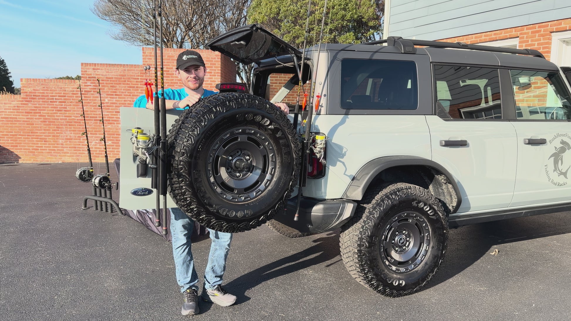 bronco fishing rod holder Spare Tire Rack for & Jeep – Rush Hour Fishing Colour:Multi Fishing tackle ZX99KSAO623313 Vintage Lowrance Eagle Cuda
